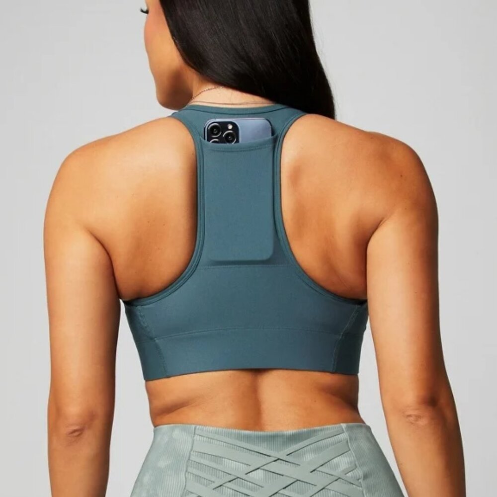 Fabletics On-The-Go Zip Medium Impact Sports Bra (NWT)